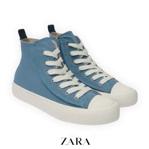 Zara Other - ZARA Kids | Blue | COTTON HIGH TOP SNEAKERS